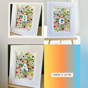 Hand-Made New Watercolor Art Letter among Flowers (Gift Idea?)